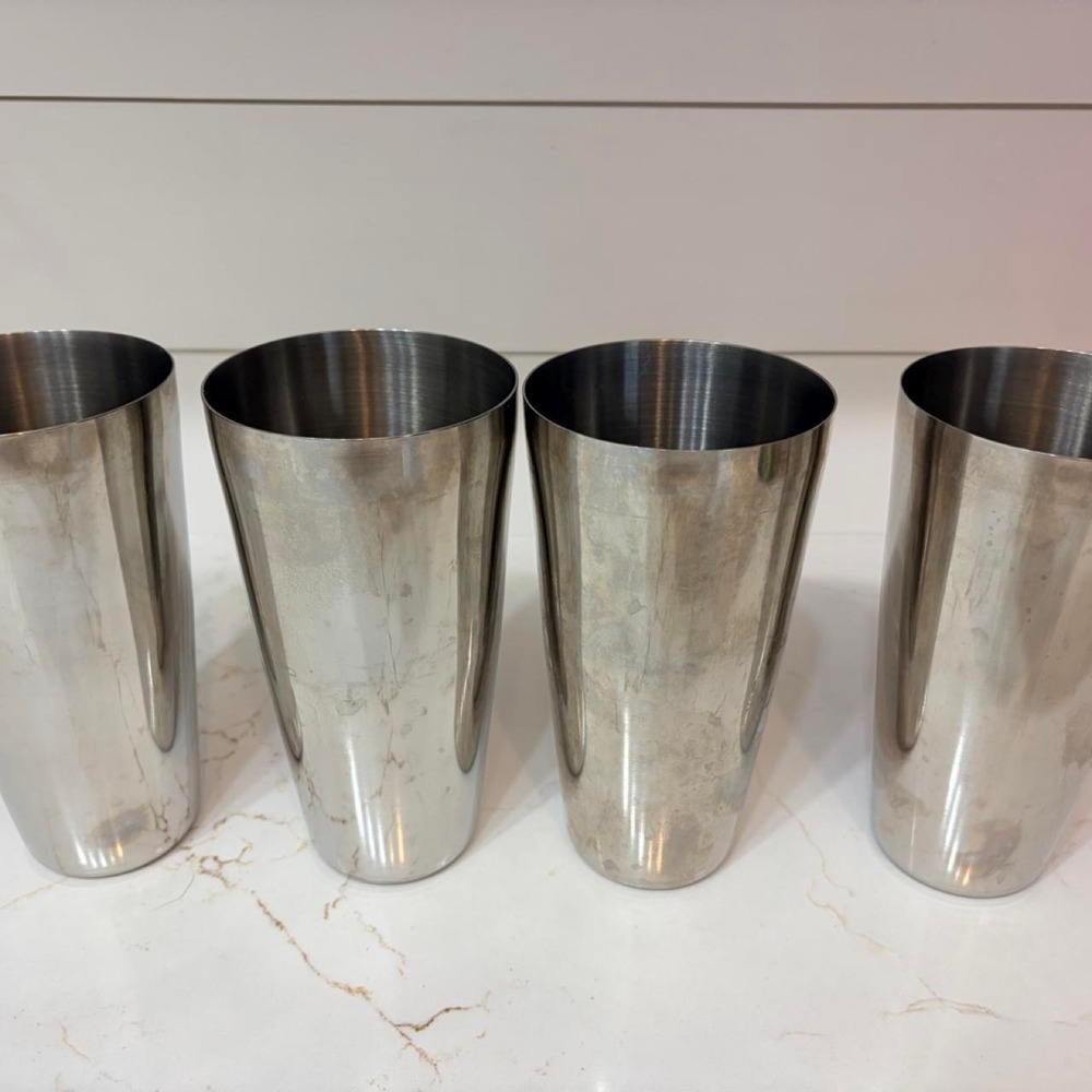 Lot 4 Vtg Stainless Steel Drink Mixer Cups Cocktail Shaker Tins Malt Milkshake